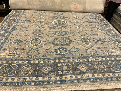 Afghan Peshawar Rug, 8' x 10', in blue, ivory, slate and tan - photo 2