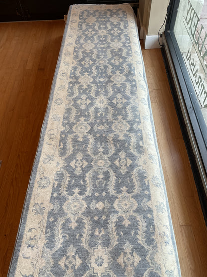 Afghan Peshawar Runner, 2'10" x 11'11", in blue, grey and ivory - photo 2