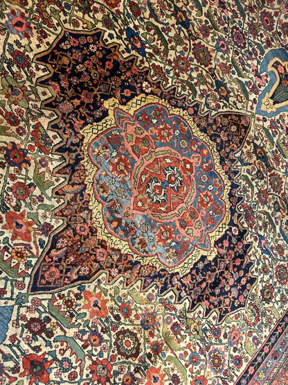 Antique Persian Bidjar Rug, 12' x 20'10", in blue, ivory, navy and red - photo 3