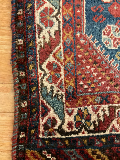 Antique Persian Shiraz Rug, 3'7" x 5'1", in blue, brown, ivory and red - photo 3