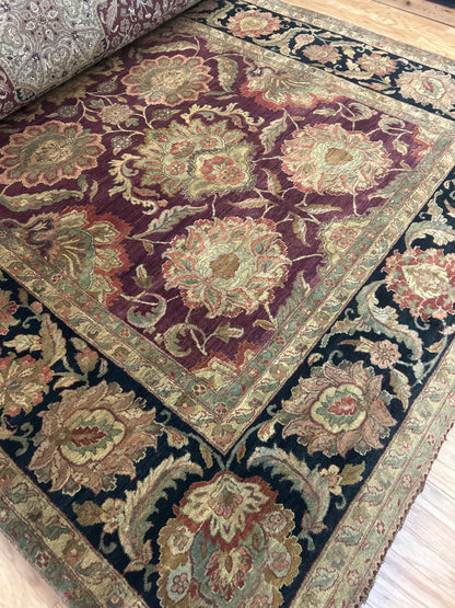 Indian Agra Jaipur Rug, 9'1" x 11'10", in beige, burgundy, gold and navy - photo 2
