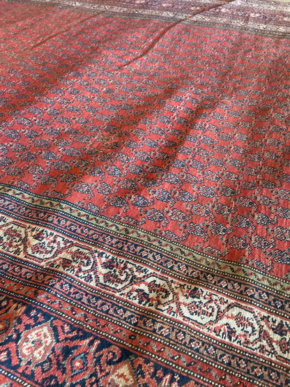 Antique Persian Mir Runner, 6'5" x 19', in ivory, navy, rust and salmon - photo 6