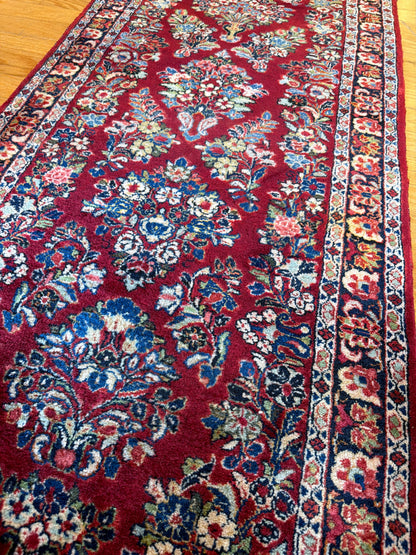 Antique Persian Sarouk Runner, 2'8" x 11'6", in blue, gold, green and ivory - photo 2