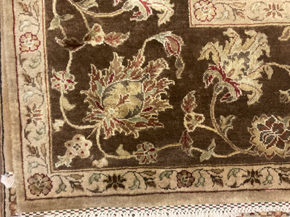 Indian Agra Jaipur Rug with Silk, 8'11" x 12'2", in beige, brown, ivory and rose - photo 2
