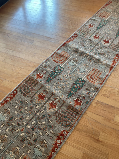 Afghan Bidjar Runner, 2'7" x 20'3", in blue, green, grey and rust - photo 6