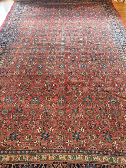 Persian Bidjar Rug, 9'5" x 15'1", in beige, blue, green and navy