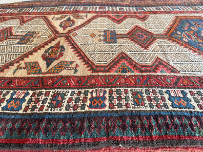 Antique Persian Kurdish Sarab Runner, 3'2" x 14'3", in beige, ivory, navy and red - photo 4