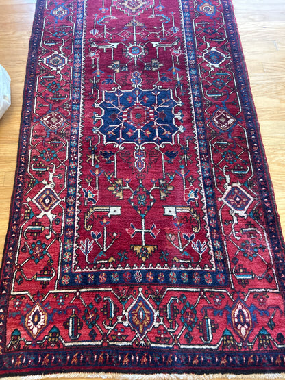 Vintage Persian Karajh Runner, 3'10" x 14'9", in blue, burgundy, navy and red - photo 6