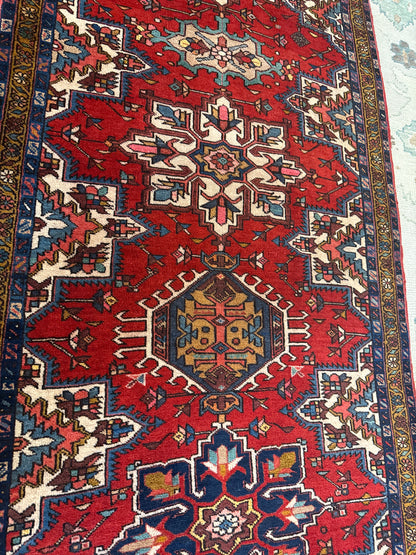 Vintage Persian Karajh Runner, 3'3" x 11'11", in gold, ivory, navy and red - photo 2