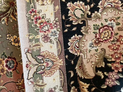Sino Tabriz Rug with Silk, 10' x 14', in black, ivory, pistachio and salmon - photo 4