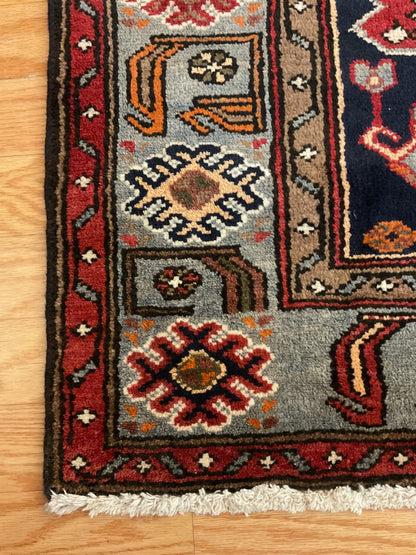 Vintage Persian Malayer Rug, 4'4" x 6'10", in grey, ivory, navy and red - photo 2