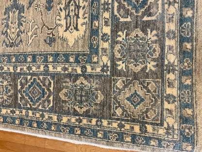 Afghan Peshawar Rug, 8' x 10', in blue, ivory, slate and tan - photo 4