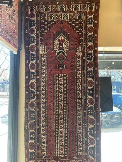 Antique Turkman Essari Runner, 3' x 7'2", in black, brown, ivory and rust - photo 2