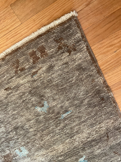 Turkish Oushak Rug, 9'3" x 12'3", in baby blue, brown and grey - photo 3