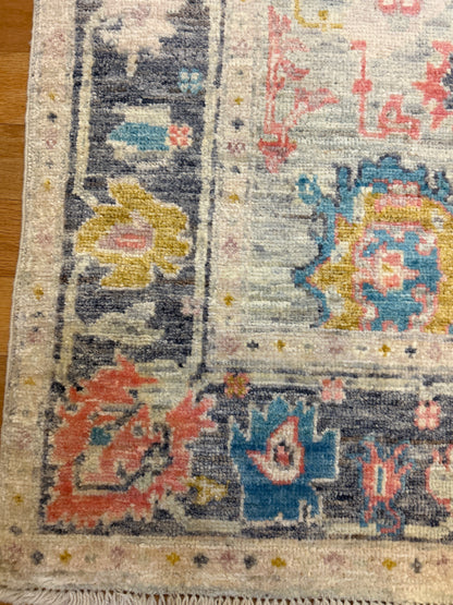 Pakistani Oushak Rug, 3'10" x 5'11", in blue, charcoal, gold and ivory - photo 4