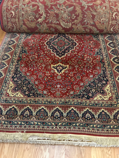 Sino Tabriz Rug, 9' x 12', in green, ivory, navy and red