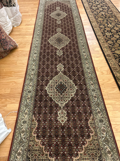 Indian Tabriz Runner, 3'4" x 13'2", in burgundy, grey, ivory and navy - photo 5