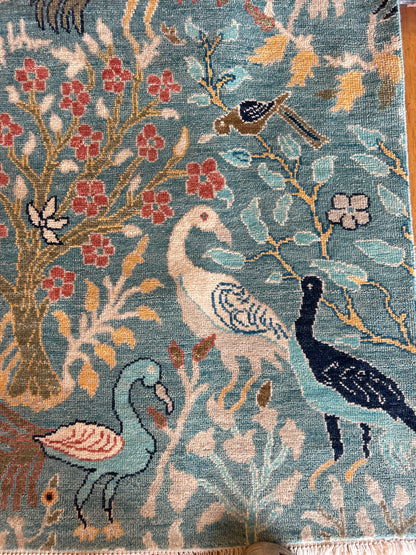 Afghan Peshawar Rug, 12' x 15'2", in blue, ivory and yellow - photo 2