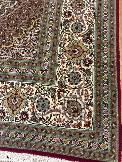 Persian Tabriz Rug with Silk, 6'6" x 9'9", in beige, burgundy, ivory and sea moss - photo 3