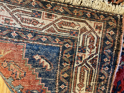 Antique Persian Kurdish Hamadan Runner, 2'5" x 20', in blue, brown, navy and red - photo 6
