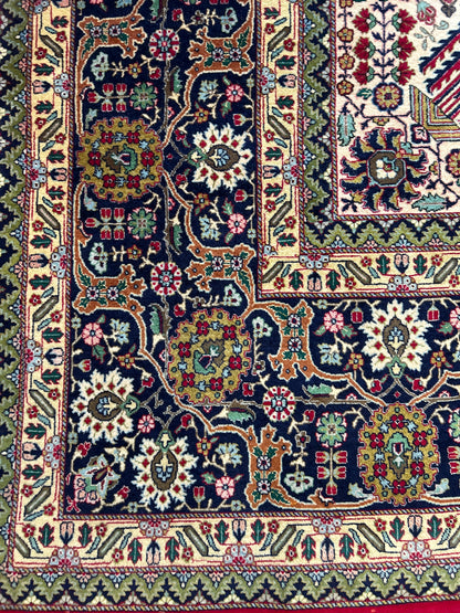 Vintage Persian Tabriz Rug, 9'9" x 13'6", in ivory, navy, red and teal - photo 4