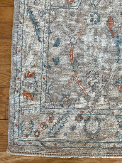 Afghan Oushak Runner, 2'8" x 9'10", in blue, grey, ivory and rust - photo 2