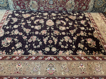Sino Tabriz Rug with Silk, 9'10" x 13'8", in beige, navy and red - photo 4