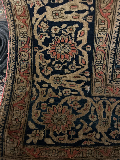 Antique Persian Mohtasham Kashan Rug, 4'7" x 6'10", in ivory, navy, rust and teal - photo 2