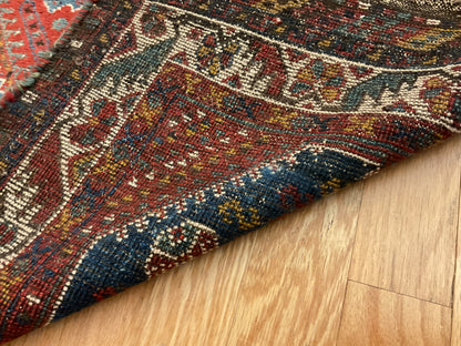 Antique Persian Shiraz Rug, 3'7" x 5'1", in blue, brown, ivory and red - photo 2