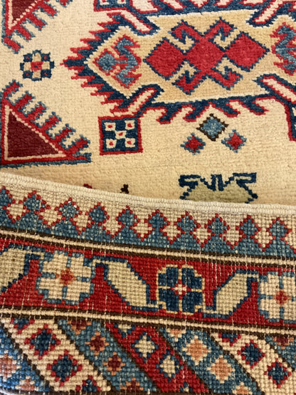 Pakistani Kazak Runner, 2'7" x 7'7", in blue, cream and red - photo 4