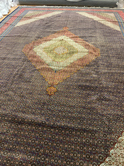Persian Tabriz Rug with Silk, 13' x 19', in beige, brown, navy and rust - photo 3