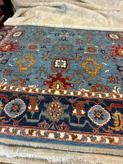 Afghan Mohal Rug, 8'5" x 10'3", in blue, gold, ivory and red - photo 3