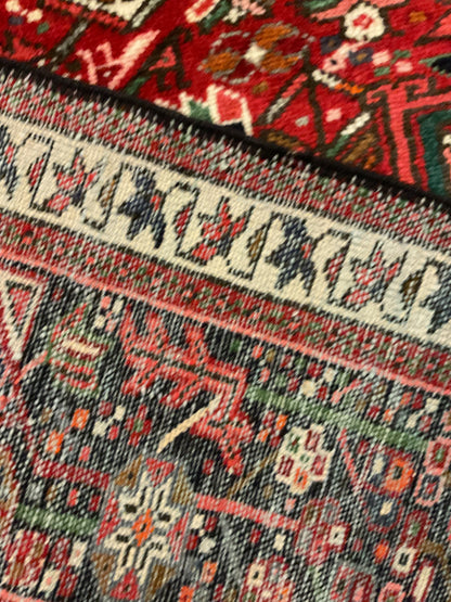 Vintage Persian Karajh Rug, 5' x 6'6", in black, burgundy, ivory and red - photo 3