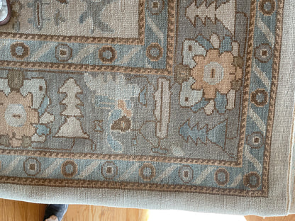 Turkish Oushak Rug, 10'7" x 13'7", in baby blue, beige, slate and tan - photo 3