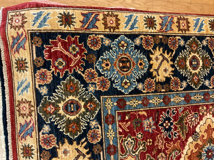 Pakistani Kazak Rug, 9'3" x 9'8", in blue, gold, navy and red - photo 2
