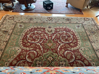 Vintage Persian Tabriz Rug, 9'9" x 13'3", in burgundy, green, ivory and pink - photo 2
