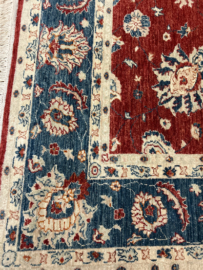 Afghan Mohal Rug, 9'1" x 11'10", in blue, ivory and red - photo 2