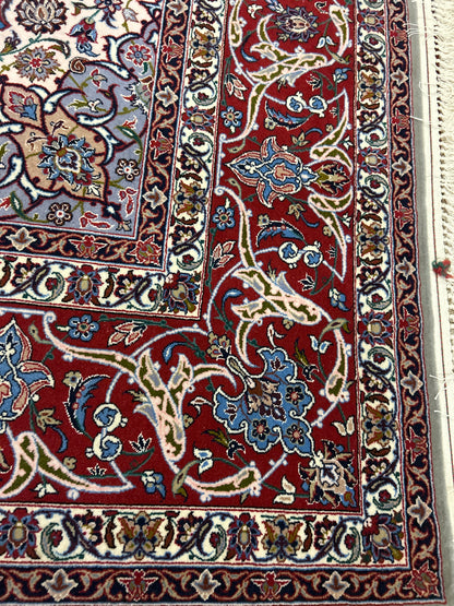 Persian Esfahan Rug, 6'4" x 9'9", in blue, ivory, navy and red - photo 2