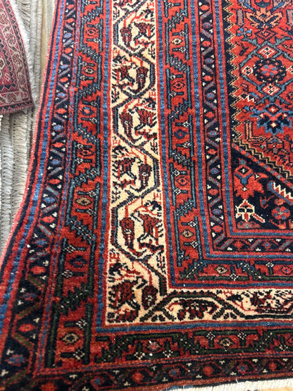Vintage Persian Hamadan Rug, 4'11" x 6'2", in blue, brown, cream and ivory - photo 2