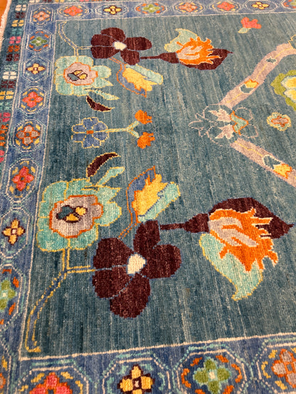 Pakistani Oushak Rug, 4' x 5'11", in navy - photo 5