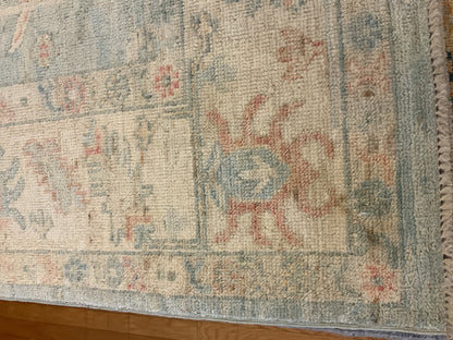 Afghan Oushak Rug, 8'3" x 9'7", in grey, ivory, salmon and sea moss - photo 3