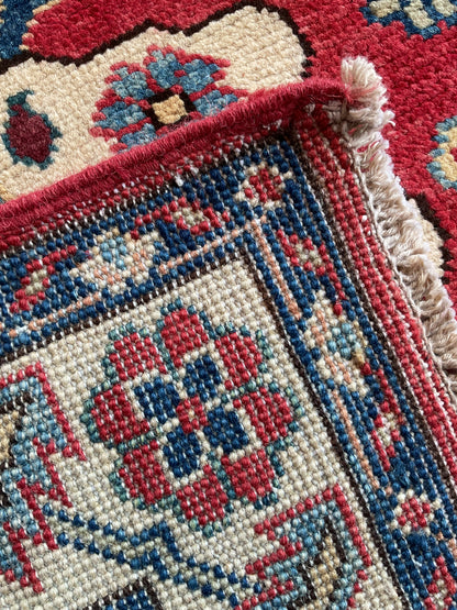 Pakistani Mohal Runner, 2'9" x 13'7", in ivory, navy, red and teal - photo 4