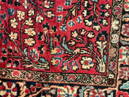 Antique Persian Sarouk Rug, 3'5" x 4'8", in ivory, navy, red and teal - photo 3