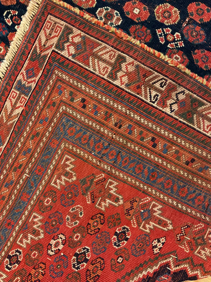Antique Persian Afshar Rug, 4'1" x 6'4", in ivory, navy and red - photo 3
