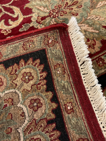 Indian Agra Jaipur Rug, 8'2" x 9'11", in beige, black, green and red - photo 4