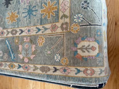 Turkish Oushak Rug, 10'3" x 13'11", in gold, ivory, pink and teal - photo 3