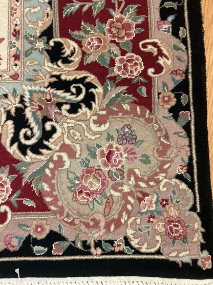 Sino Tabriz Rug, 8'6" x 11'6", in black, burgundy, ivory and pink - photo 3