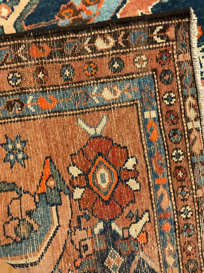 Antique Persian Kurdish Rug, 3'5" x 5'6", in baby blue, ivory, navy and rust - photo 4