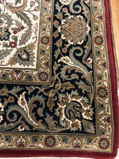 Indian Agra Jaipur Rug, 8'9" x 12'1", in black, burgundy and ivory - photo 3