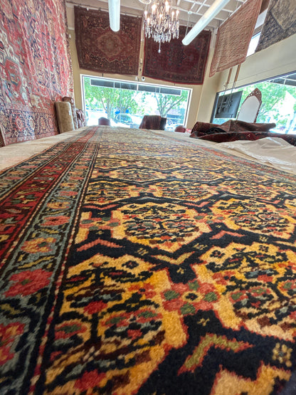 Antique Persian Bidjar Kurdish Runner, 3'4" x 17'11", in gold, navy, red and teal - photo 5